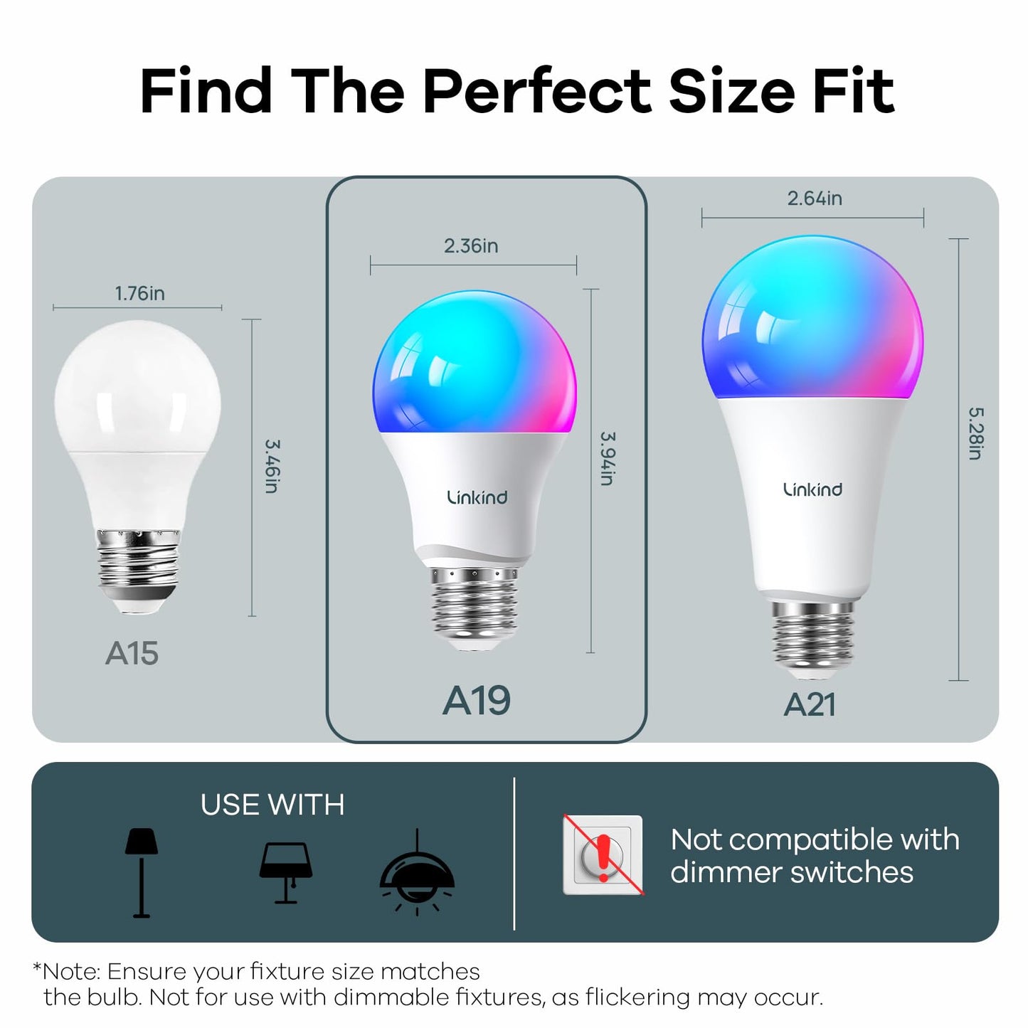 Matter Smart WiFi LED Bulbs A19 – 60W Equivalent, Color Changing RGBTW, Apple Home/Siri/Alexa Compatible, 6-Pack