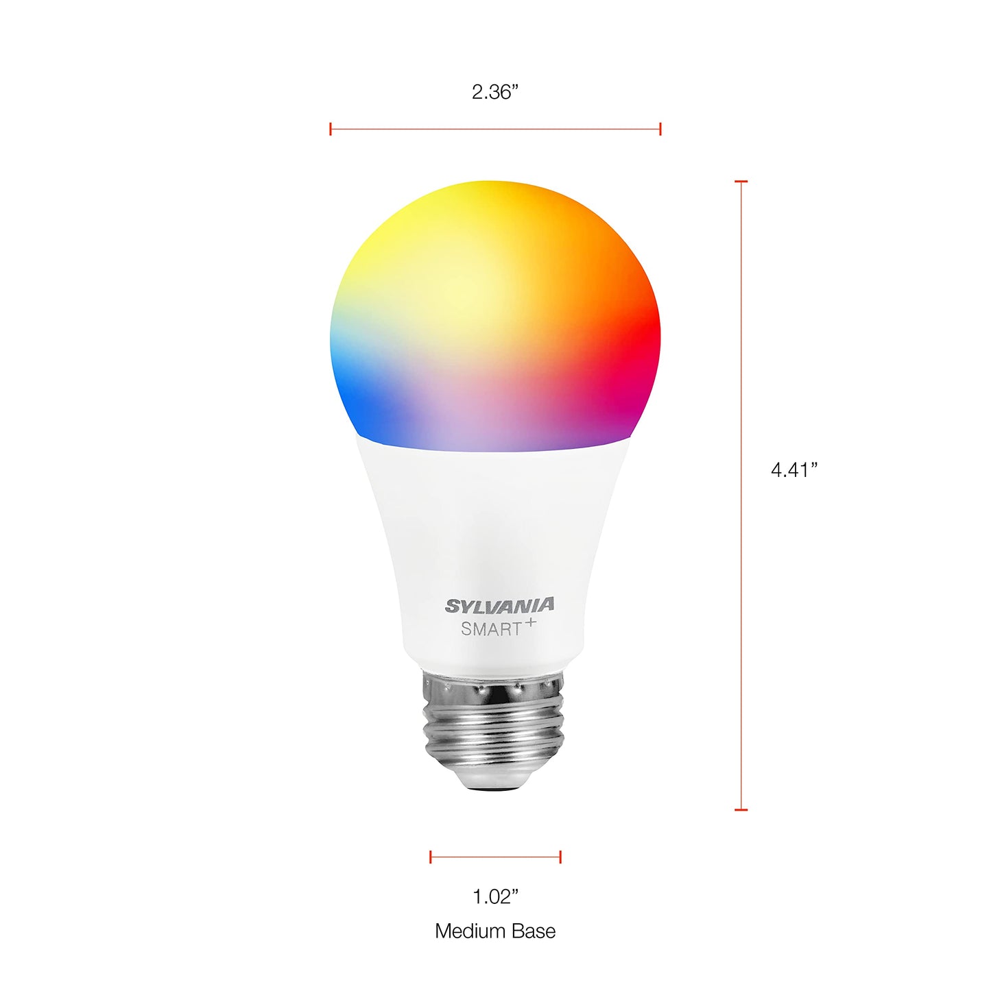 Smart Bluetooth Mesh A19 LED Light Bulbs – 60W Equivalent, Full Color & Dimmable, Alexa Compatible, 2-Pack
