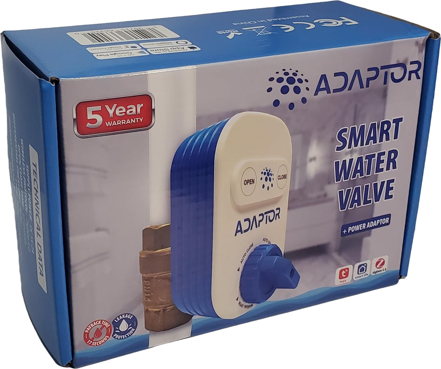 Smart Zigbee Water Leak Protection System – Auto Shut-Off Valve with Hub & Leak Sensors, Whole-Home Water Safety System, Alexa & Google Compatible