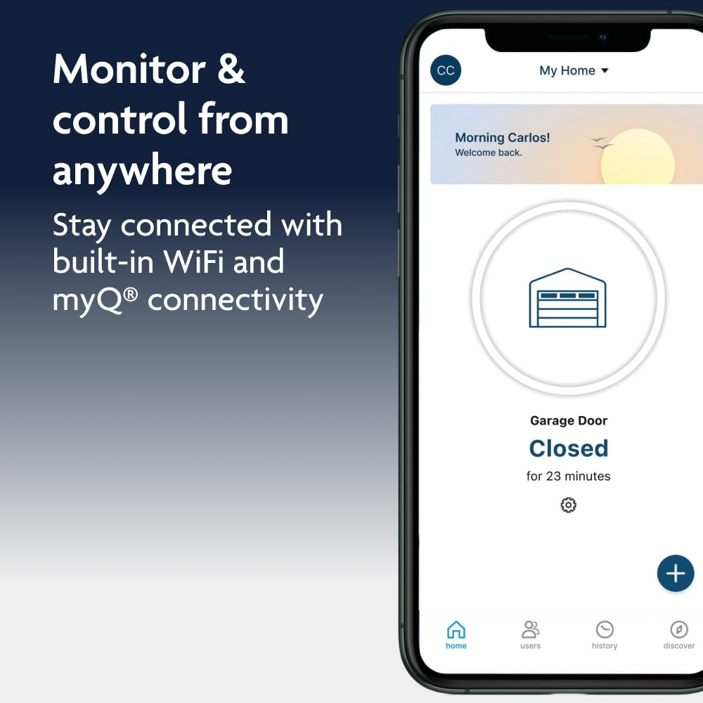 Ultra-Quiet Wall-Mount Smart Garage Door Opener – WiFi App Control with Battery Backup & LED Lighting