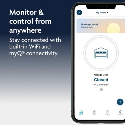 Ultra-Quiet Wall-Mount Smart Garage Door Opener – WiFi App Control with Battery Backup & LED Lighting