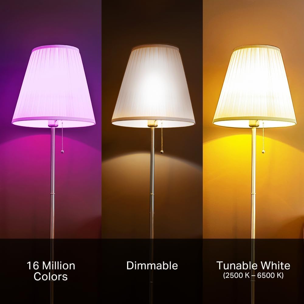 WiFi Smart RGB LED Bulbs A19 – 60W Equivalent, 800LM, Dimmable, Alexa & Google Compatible, 2-Pack