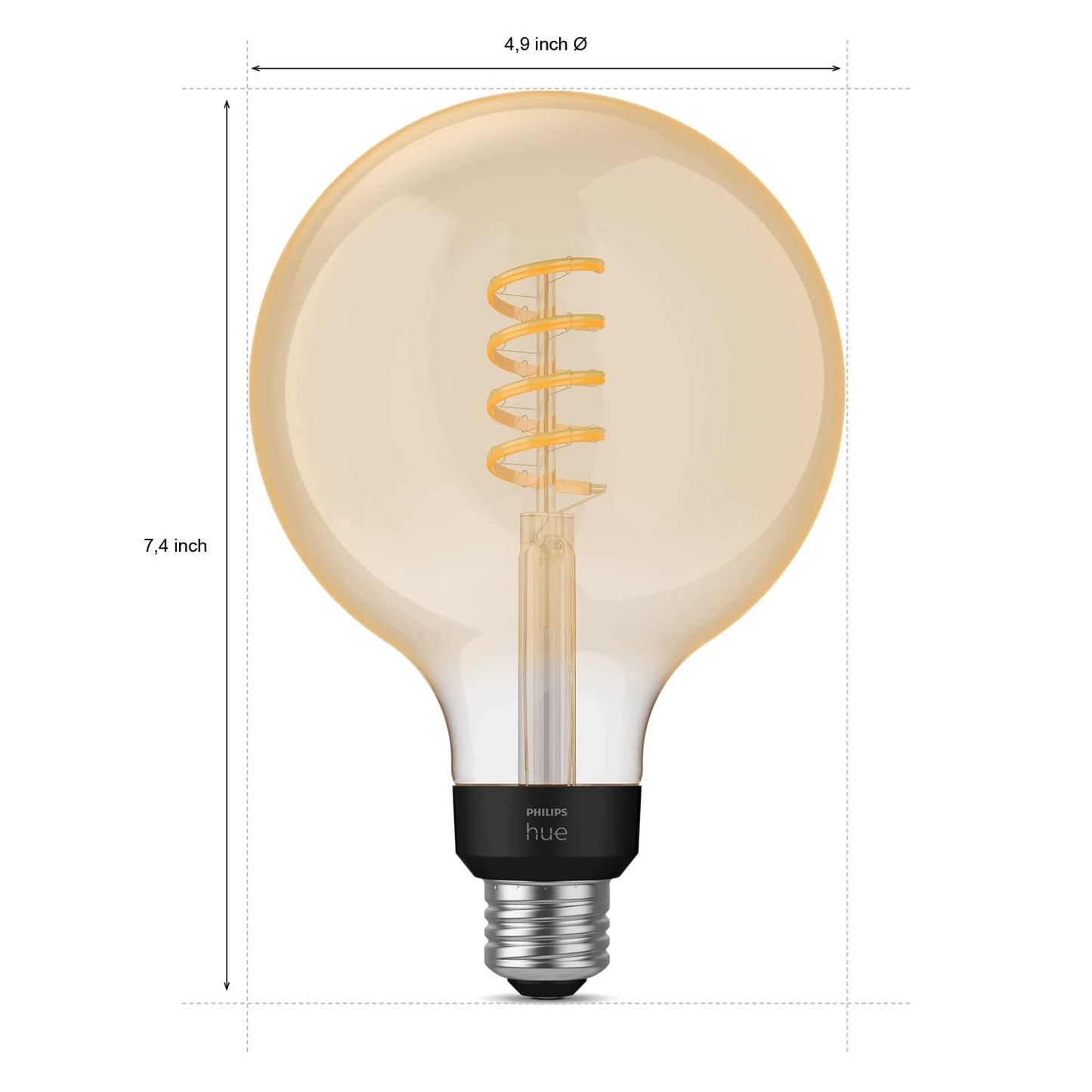 Smart Filament LED Bulb G40 – Warm to Cool White, 60W Equivalent, E26, App & Voice Control, 4-Pack