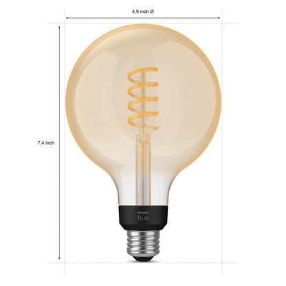 Smart Filament LED Bulb G40 – Warm to Cool White, 60W Equivalent, E26, App & Voice Control, 4-Pack