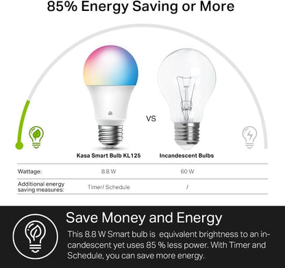 WiFi Smart RGB LED Bulbs A19 – 60W Equivalent, 800LM, Dimmable, Alexa & Google Compatible, 2-Pack