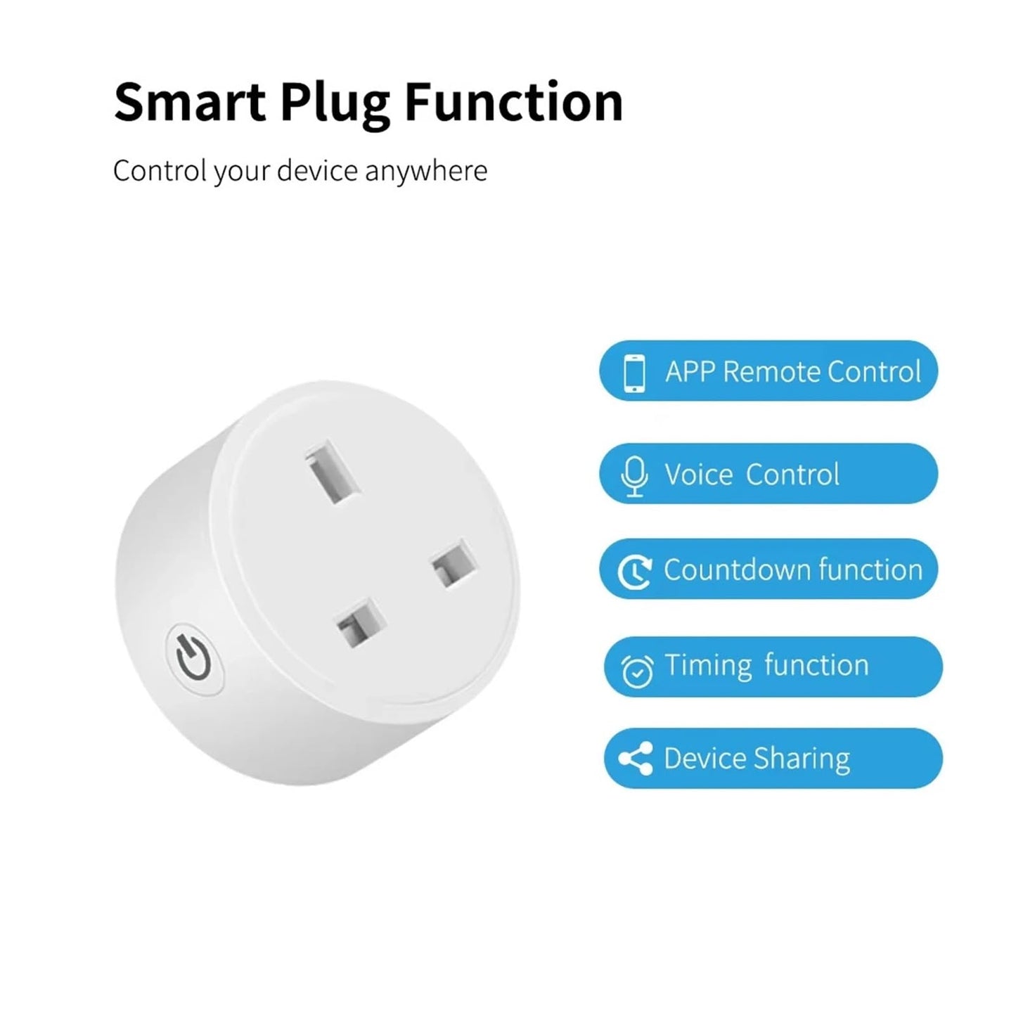 WiFi Smart UK Power Socket – 20A Energy Monitoring Outlet, Voice Control & Timer Function, 4-Pack