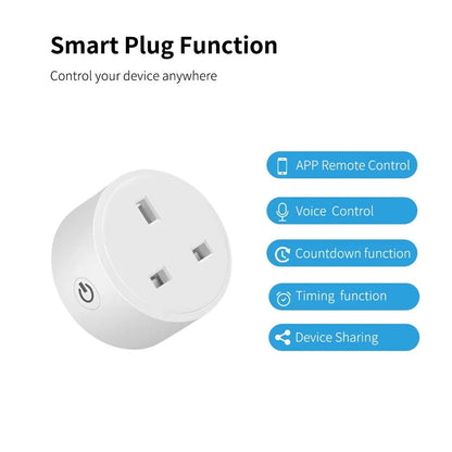WiFi Smart UK Power Socket – 20A Energy Monitoring Outlet, Voice Control & Timer Function, 4-Pack