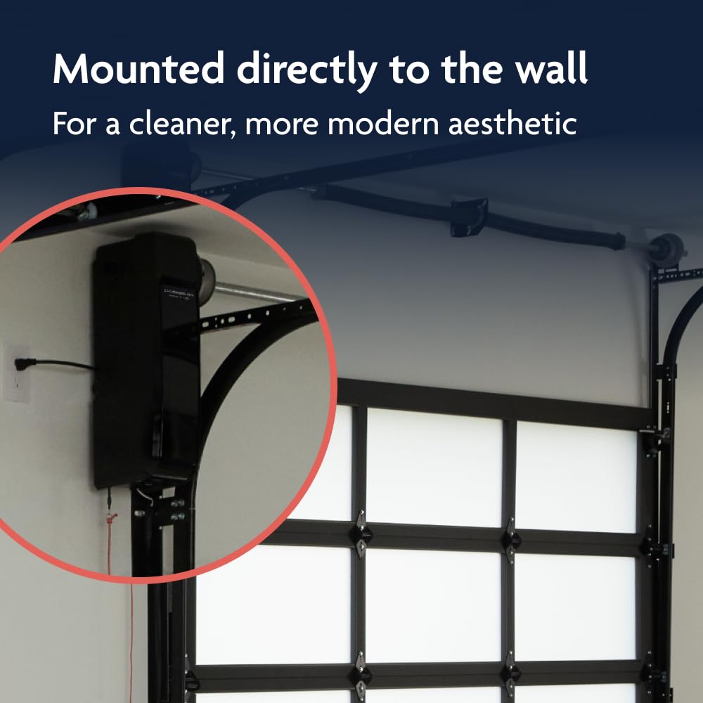 Ultra-Quiet Wall-Mount Smart Garage Door Opener – WiFi App Control with Battery Backup & LED Lighting