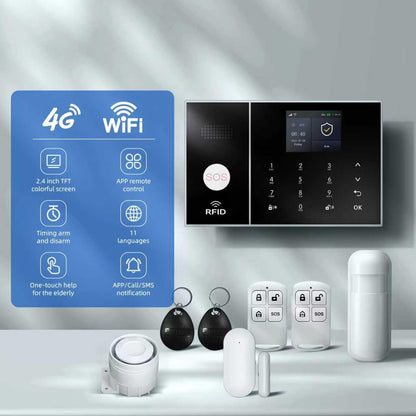 WiFi + GSM 4G DIY Home Security Alarm System – App Alert Kit with Door & Window Sensors, Alexa/Google Compatible