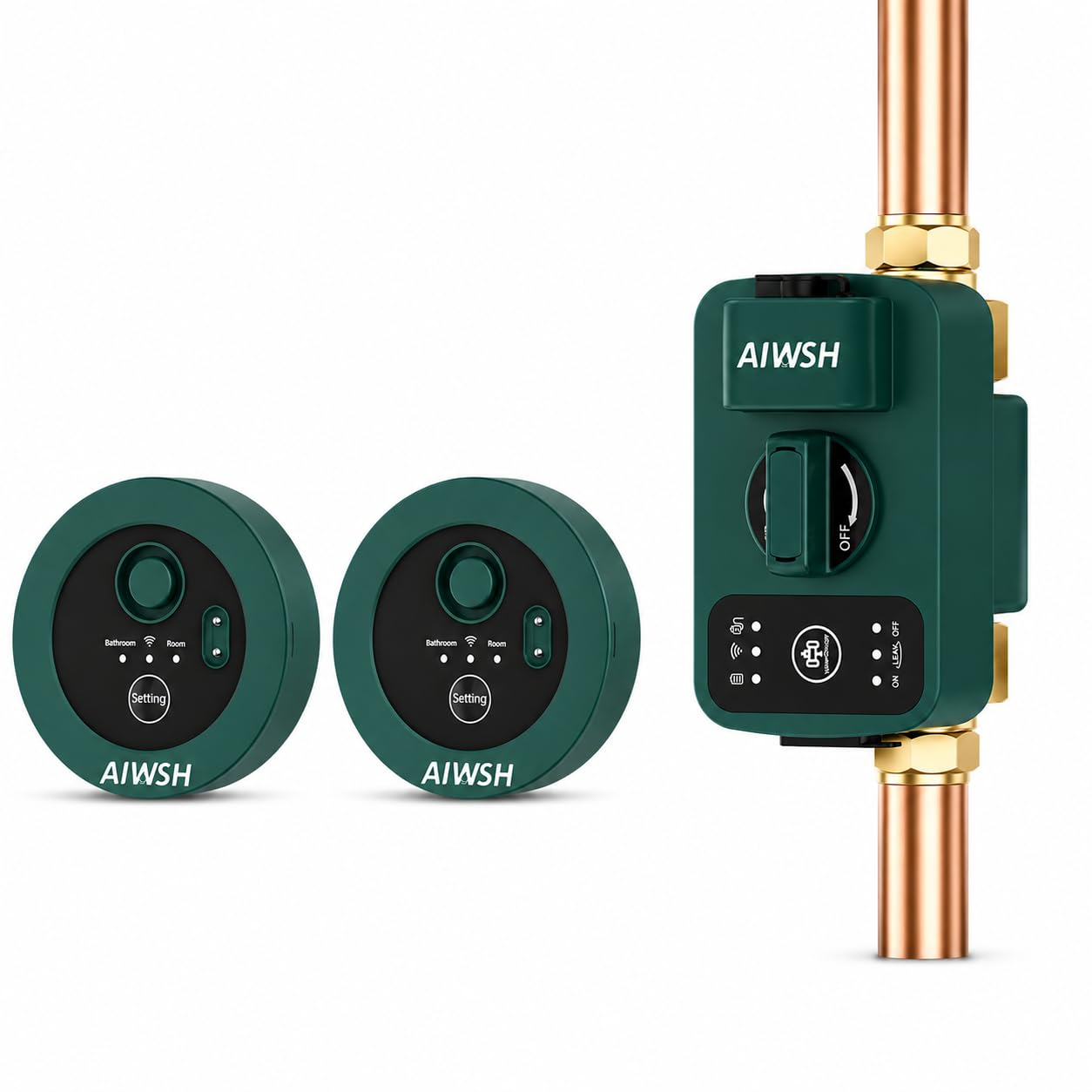 Smart Water Leak Detection & Automatic Shut-Off Valve System – Whole-Home Protection with Real-Time Leak Monitoring, LoRa Long-Range Coverage, Fits 3/4" & 1" Pipes