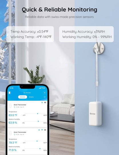 WiFi Indoor Temperature & Humidity Sensor Monitor – Smart Hygrometer Thermometer, App Alerts, Data Logging, 6-Pack