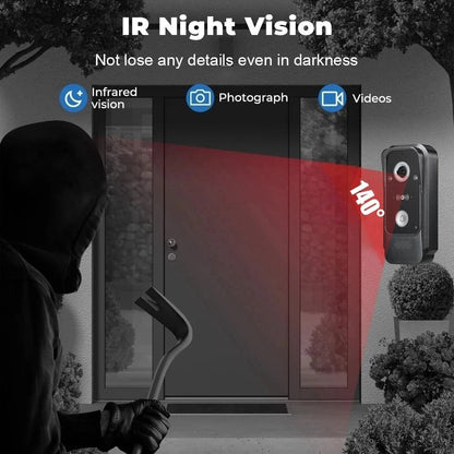 7” WiFi Video Intercom Doorbell System with 1080P Camera – 1 Doorbell + 4 Monitors, Smart App Control