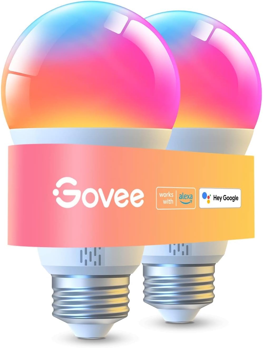 WiFi + Bluetooth Smart RGBWW LED Bulbs – 75W Equivalent, 1000LM Dimmable, Alexa & Google Compatible, 2-Pack