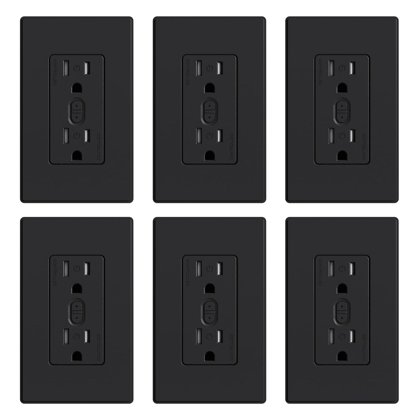 Smart In-Wall WiFi Outlet – Energy Monitoring Receptacle, Alexa & Google Compatible, 6-Pack, UL Listed