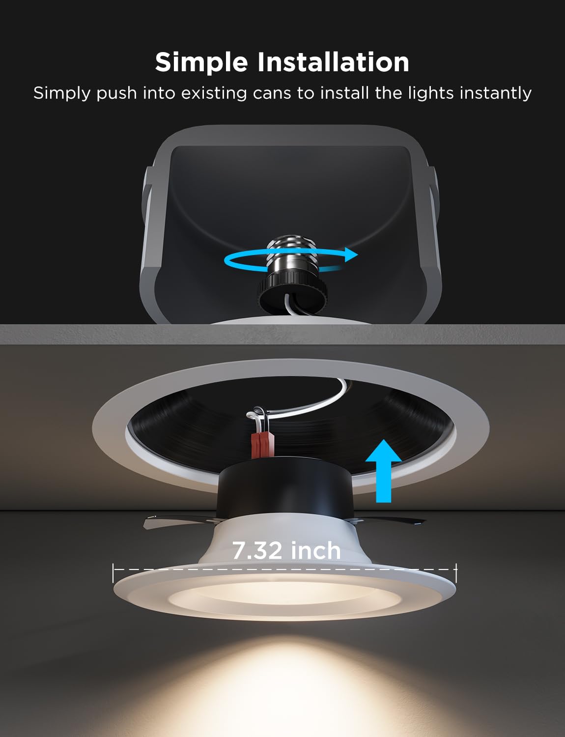Smart 6-Inch Retrofit Recessed LED Ceiling Lights – RGBWW WiFi/Bluetooth, Alexa & Google Compatible, 1000LM, 6-Pack