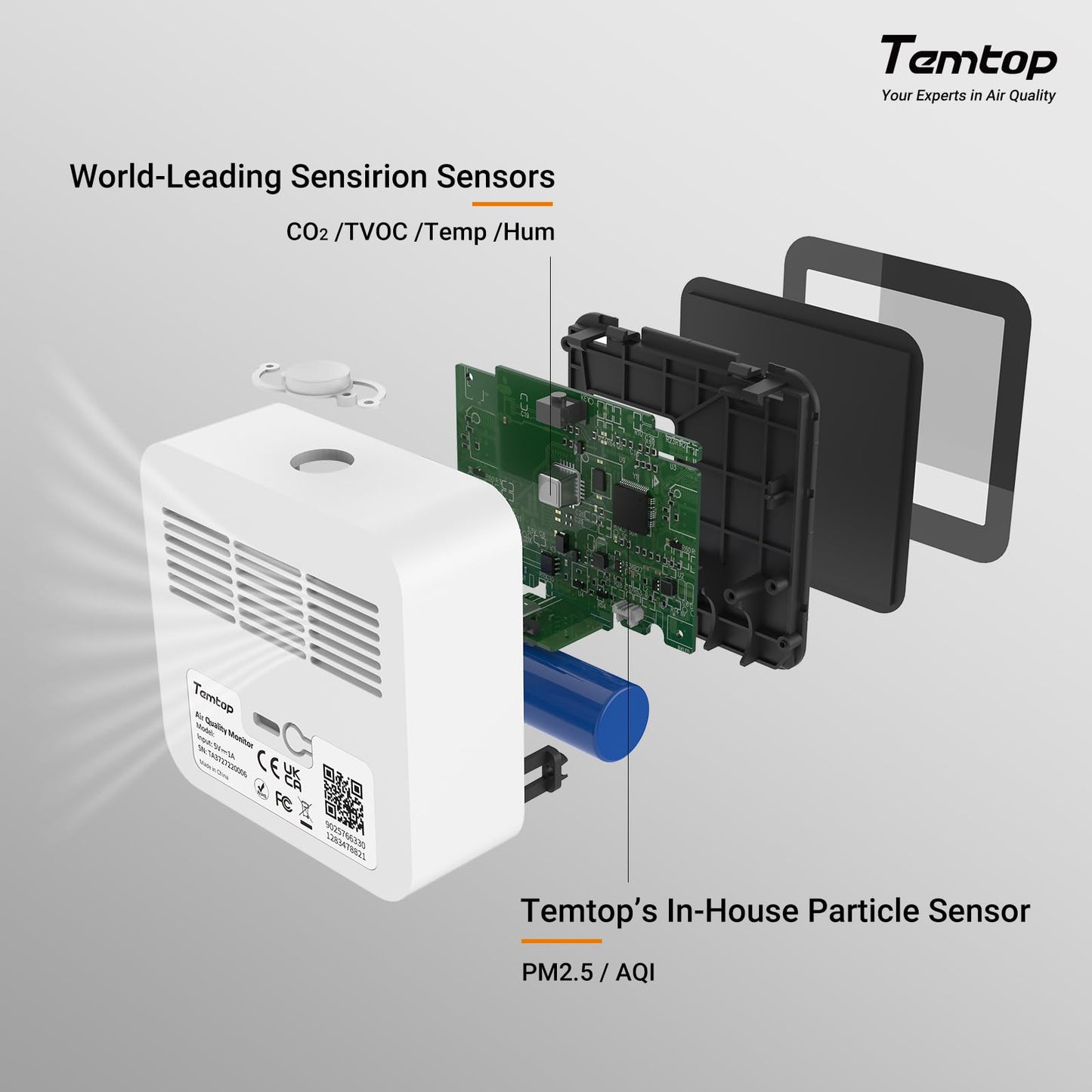 Smart Air Quality Monitoring Bundle – Real-Time PM2.5, CO2, VOC, Temperature & Humidity Tracker with App Connectivity for Home & Environment Control