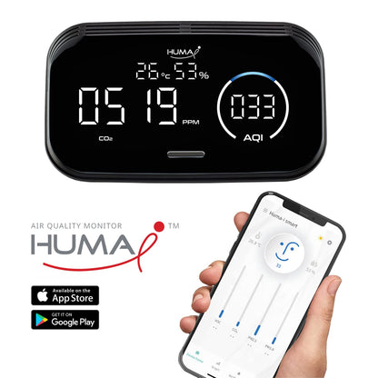 Smart Indoor Air Quality Monitor – CO2, VOC, PM1.0/PM2.5/PM10, Temperature & Humidity Sensor with Mobile App Control and Real-Time Tracking