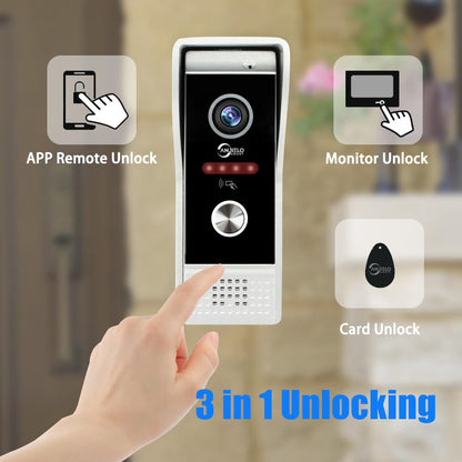 WiFi Video Intercom Doorbell System with 10” Touch Monitor & RFID Unlock – Dual Doorbell & Monitor Kit