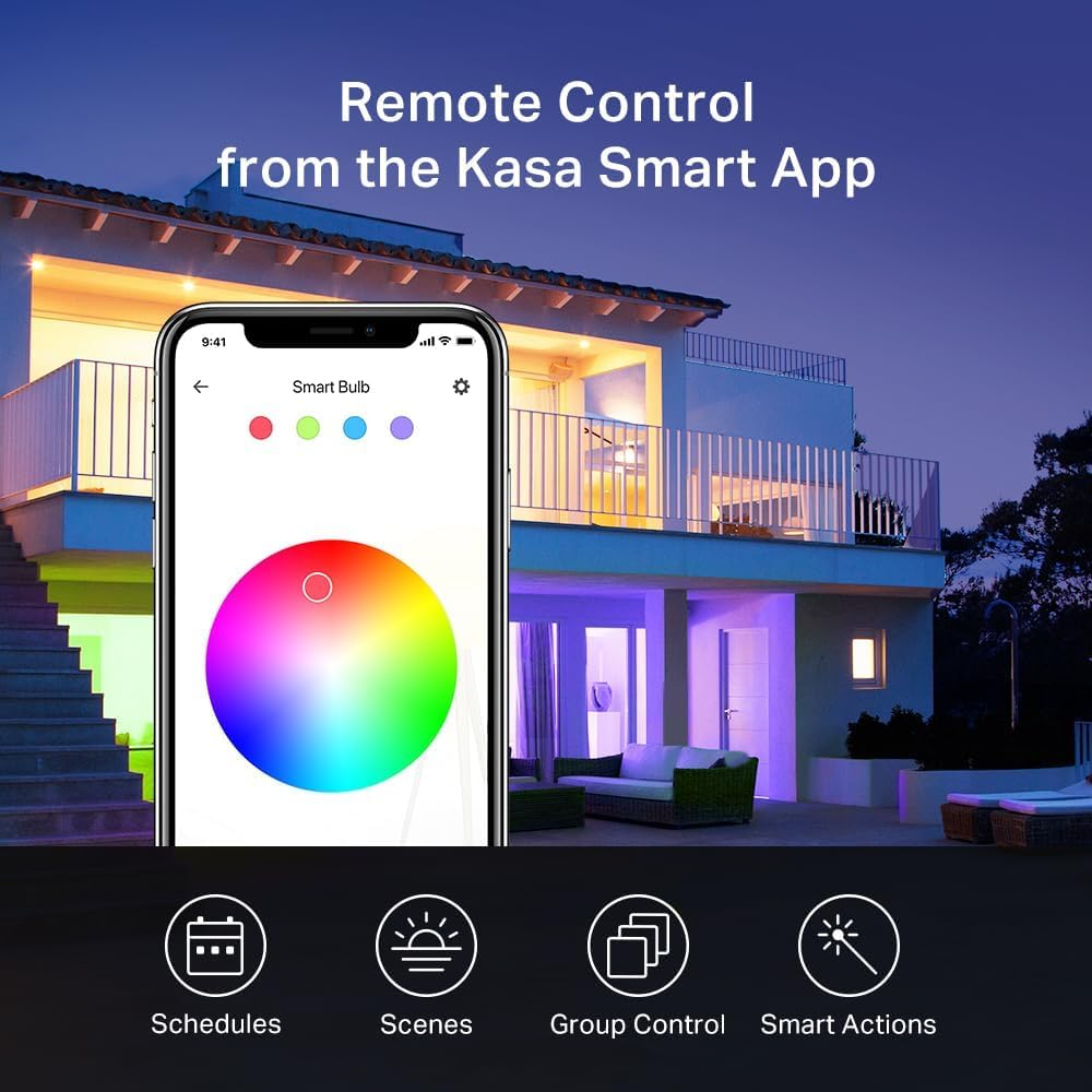 WiFi Smart RGB LED Bulbs A19 – 60W Equivalent, 800LM, Dimmable, Alexa & Google Compatible, 2-Pack