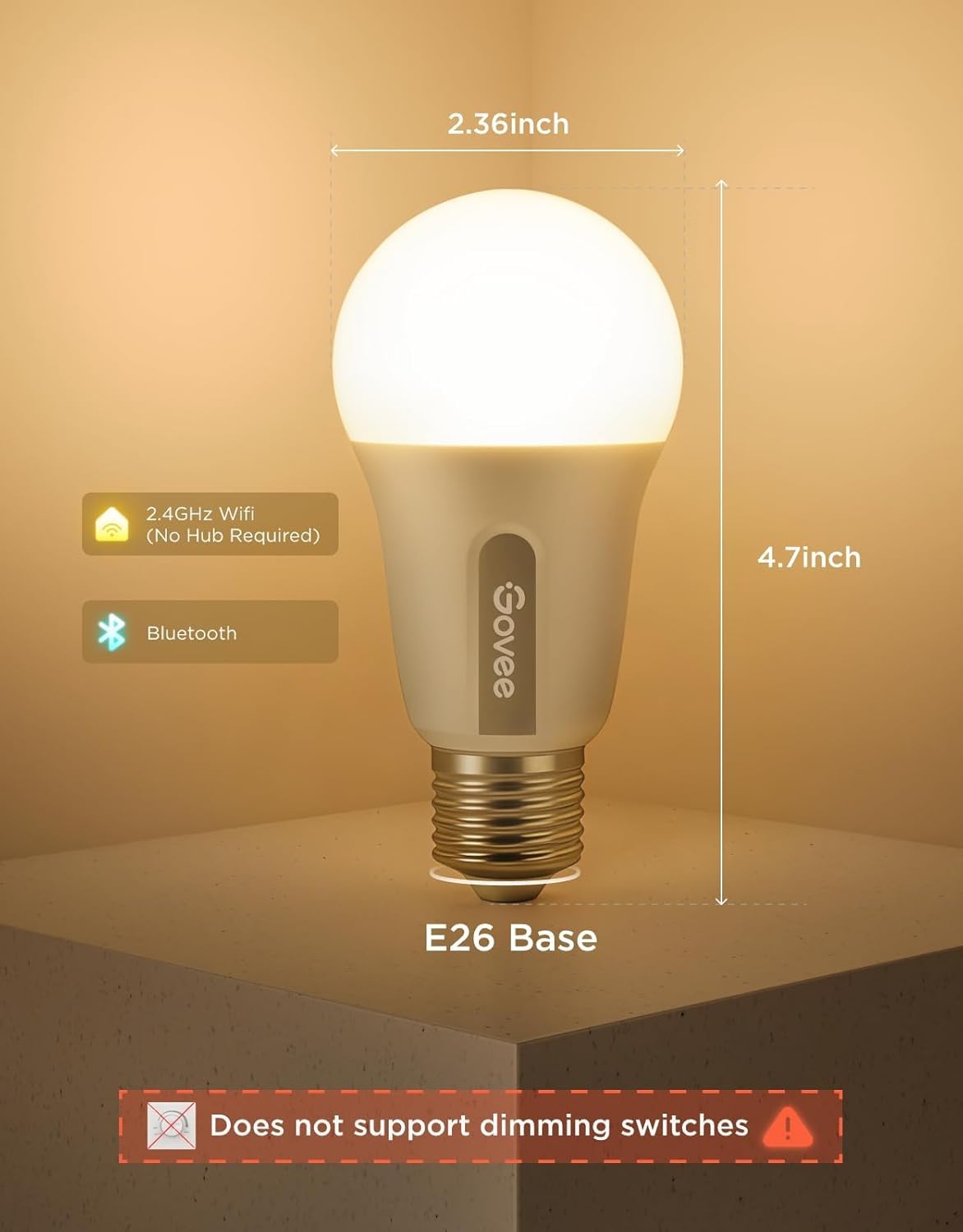 WiFi + Bluetooth Smart RGBWW LED Bulbs – 75W Equivalent, 1000LM Dimmable, Alexa & Google Compatible, 2-Pack