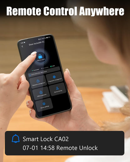 Smart Fingerprint Keyless Door Lock with WiFi App Control & Voice Assistant Support
