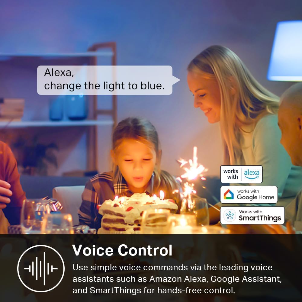 WiFi Smart RGB LED Bulbs A19 – 60W Equivalent, 800LM, Dimmable, Alexa & Google Compatible, 2-Pack