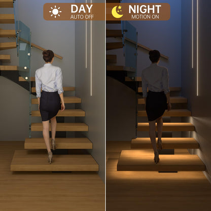 Motion-Activated LED Stair Lighting Kit – Cuttable 18-Step Warm White Strip Light for Indoor Stairs