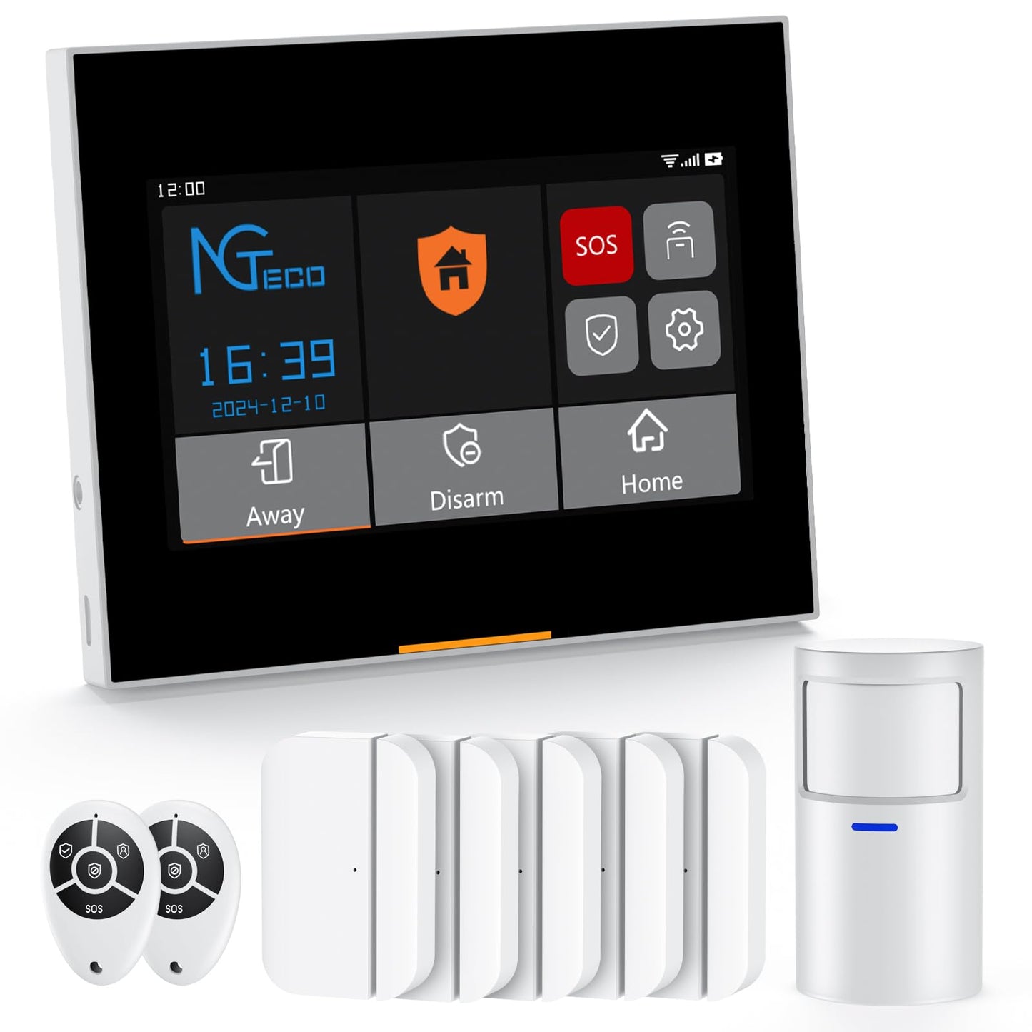 WiFi Home Security Alarm Kit – 9-Piece System with Touchscreen Hub, Motion & Door Sensors, Alexa/Google Compatible