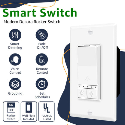 Smart WiFi Dimmer Light Switch – Single Pole 10-Pack, Alexa & Google Compatible, No Hub Required