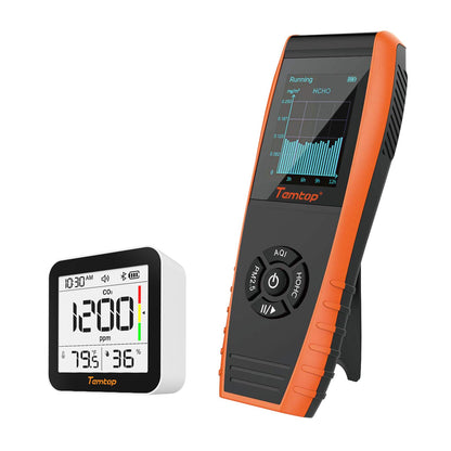 Smart Air Quality Monitoring Bundle – Real-Time PM2.5, CO2, VOC, Temperature & Humidity Tracker with App Connectivity for Home & Environment Control