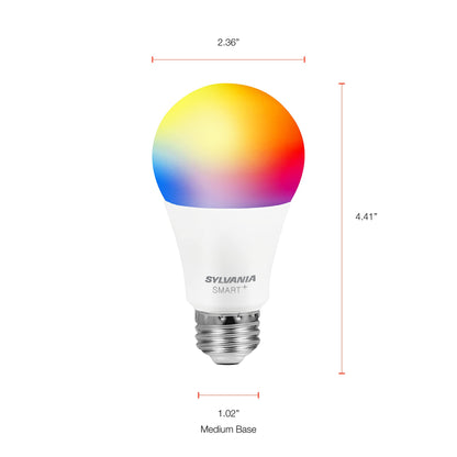 Smart Bluetooth Mesh A19 LED Light Bulbs – 60W Equivalent, Full Color & Dimmable, Alexa Compatible, 2-Pack