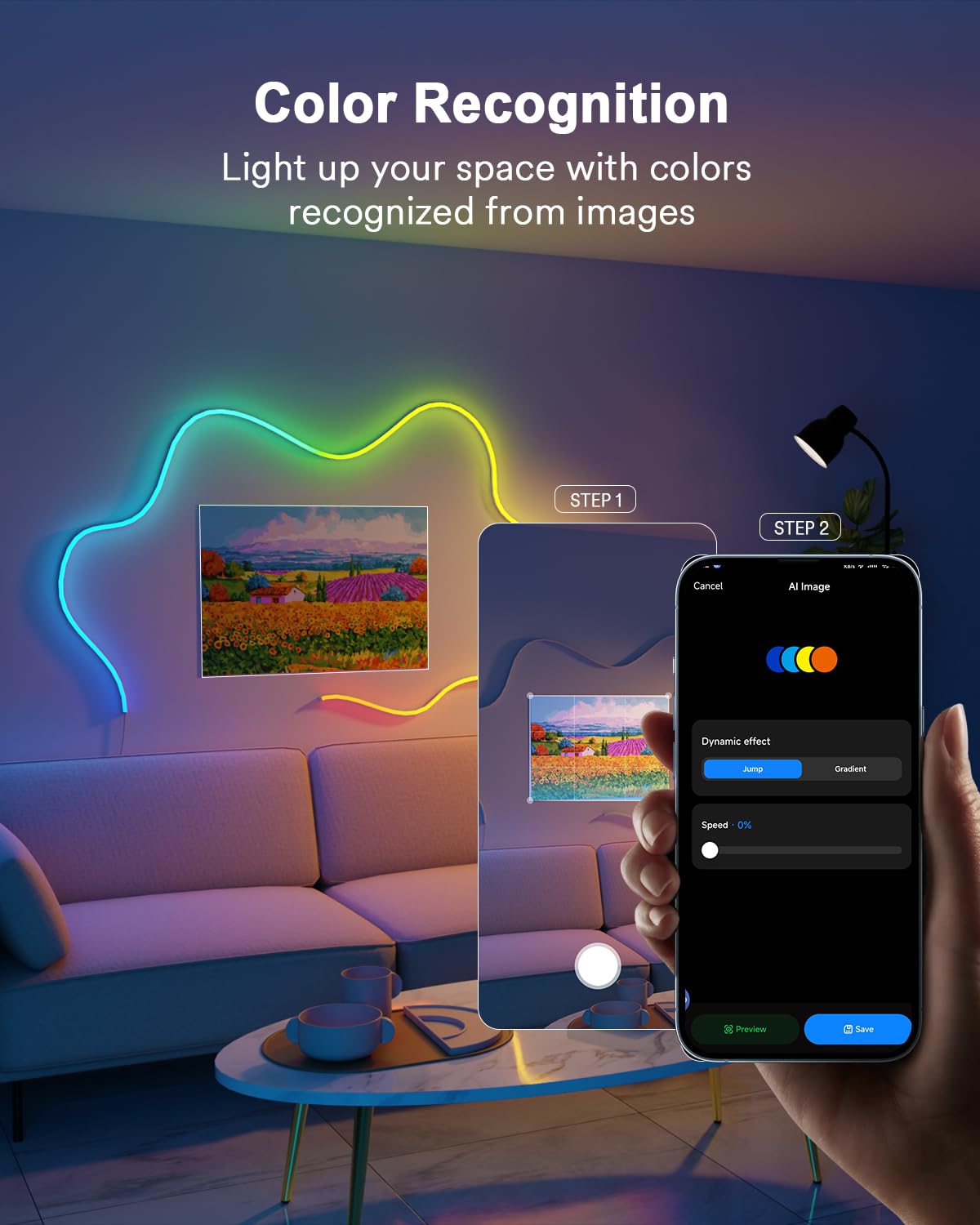 Smart RGBICW Neon Rope Light – 16.4ft WiFi LED Strip, Alexa & Google Compatible, Indoor Ambient Lighting