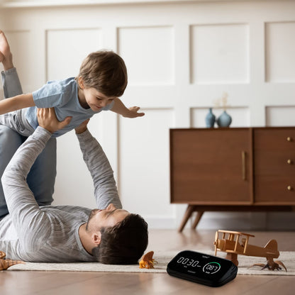 Smart Indoor Air Quality Monitor – CO2, VOC, PM1.0/PM2.5/PM10, Temperature & Humidity Sensor with Mobile App Control and Real-Time Tracking