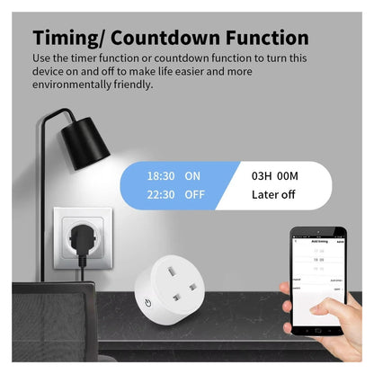 WiFi Smart UK Power Socket – 20A Energy Monitoring Outlet, Voice Control & Timer Function, 4-Pack