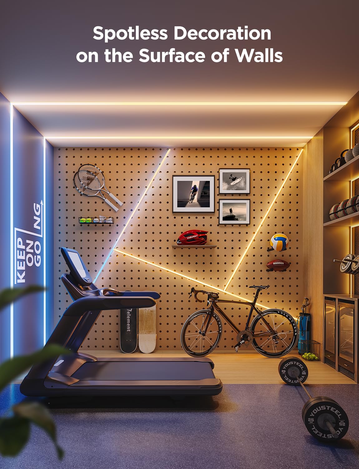 Smart COB RGBICW LED Strip Light – 16.4ft, Alexa/Google/Matter Compatible, Color Changing Ambient Lighting