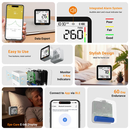 Smart Air Quality Monitoring Bundle – Real-Time PM2.5, CO2, VOC, Temperature & Humidity Tracker with App Connectivity for Home & Environment Control