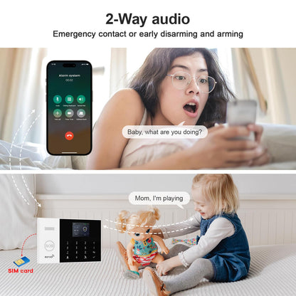 WiFi + GSM 4G Home Door & Window Security Alarm System – Smart App Control Kit with Motion Sensor & SOS Button, No Monthly Fees