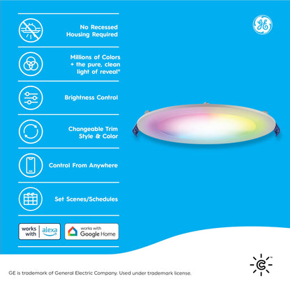 Smart 6-Inch Color Changing Wafer Downlight – Matter Compatible, Alexa & Google Home Control, 3-Pack