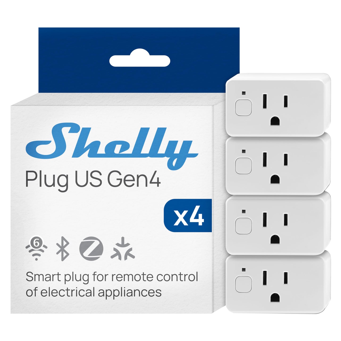 Matter Smart WiFi/Bluetooth/Zigbee Outlet – Power Monitoring Smart Plug, Multi-Platform Compatible, 4-Pack