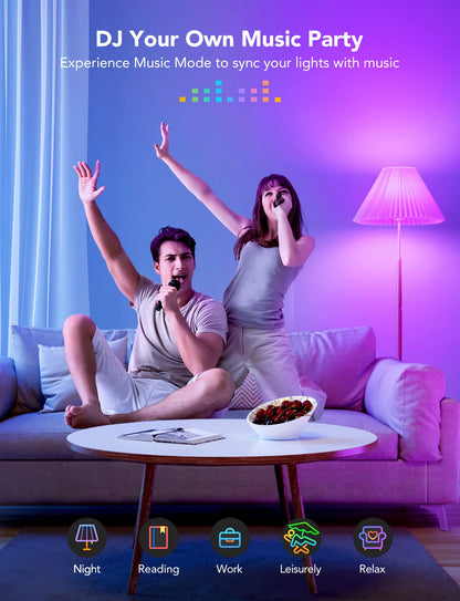 WiFi + Bluetooth Smart RGBWW LED Bulbs – 75W Equivalent, 1000LM Dimmable, Alexa & Google Compatible, 2-Pack