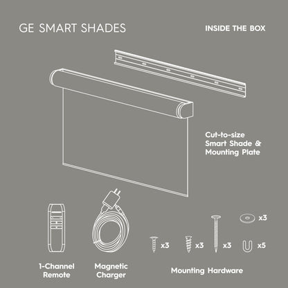 Rechargeable Motorized Roller Shades – Smart Battery-Powered Window Shade with Remote Control, Translucent Grey Fabric