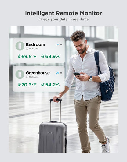 Smart WiFi Temperature & Humidity Sensor Bundle – Wireless Hygrometer Monitor with App Alerts, Data Logging, Multi-Room Coverage (9-Pack)