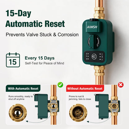 Smart Water Leak Detection & Automatic Shut-Off Valve System – Whole-Home Protection with Real-Time Leak Monitoring, LoRa Long-Range Coverage, Fits 3/4" & 1" Pipes