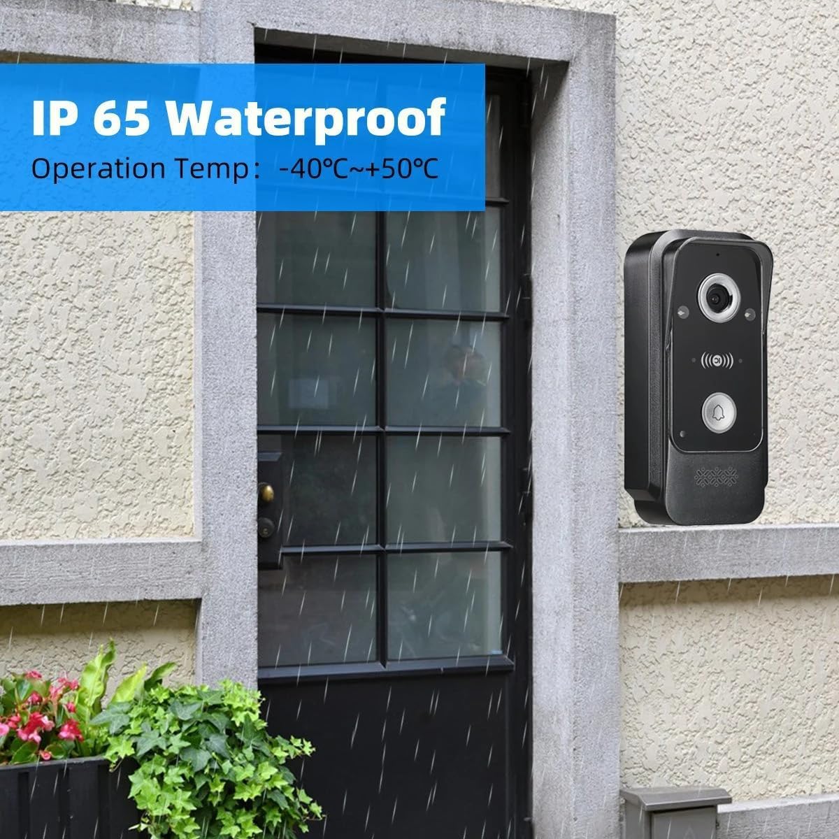 7” WiFi Video Intercom Doorbell System with 1080P Camera – 1 Doorbell + 4 Monitors, Smart App Control