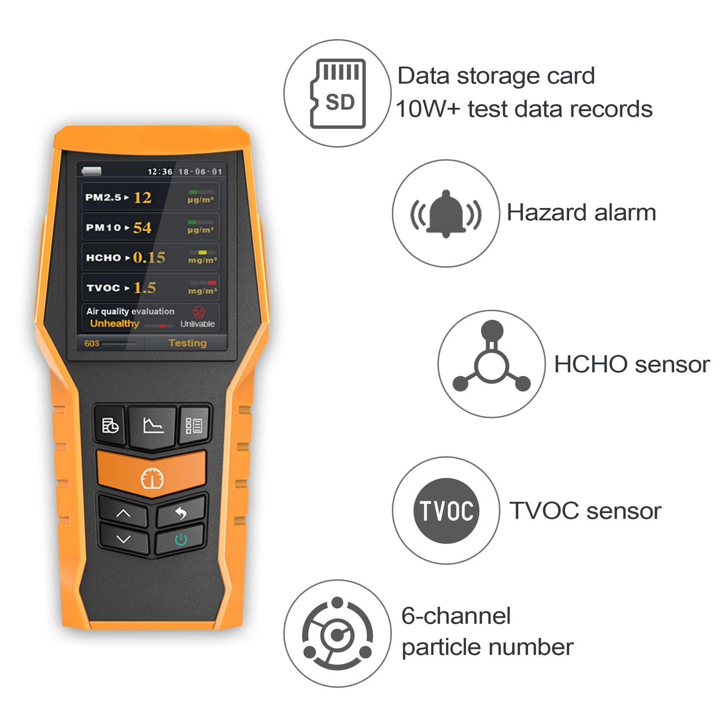 11-in-1 Smart Indoor Air Quality Monitor – PM1.0/PM2.5/PM10, TVOC, HCHO & Temperature Humidity Detector with Data Logging for Home & Office