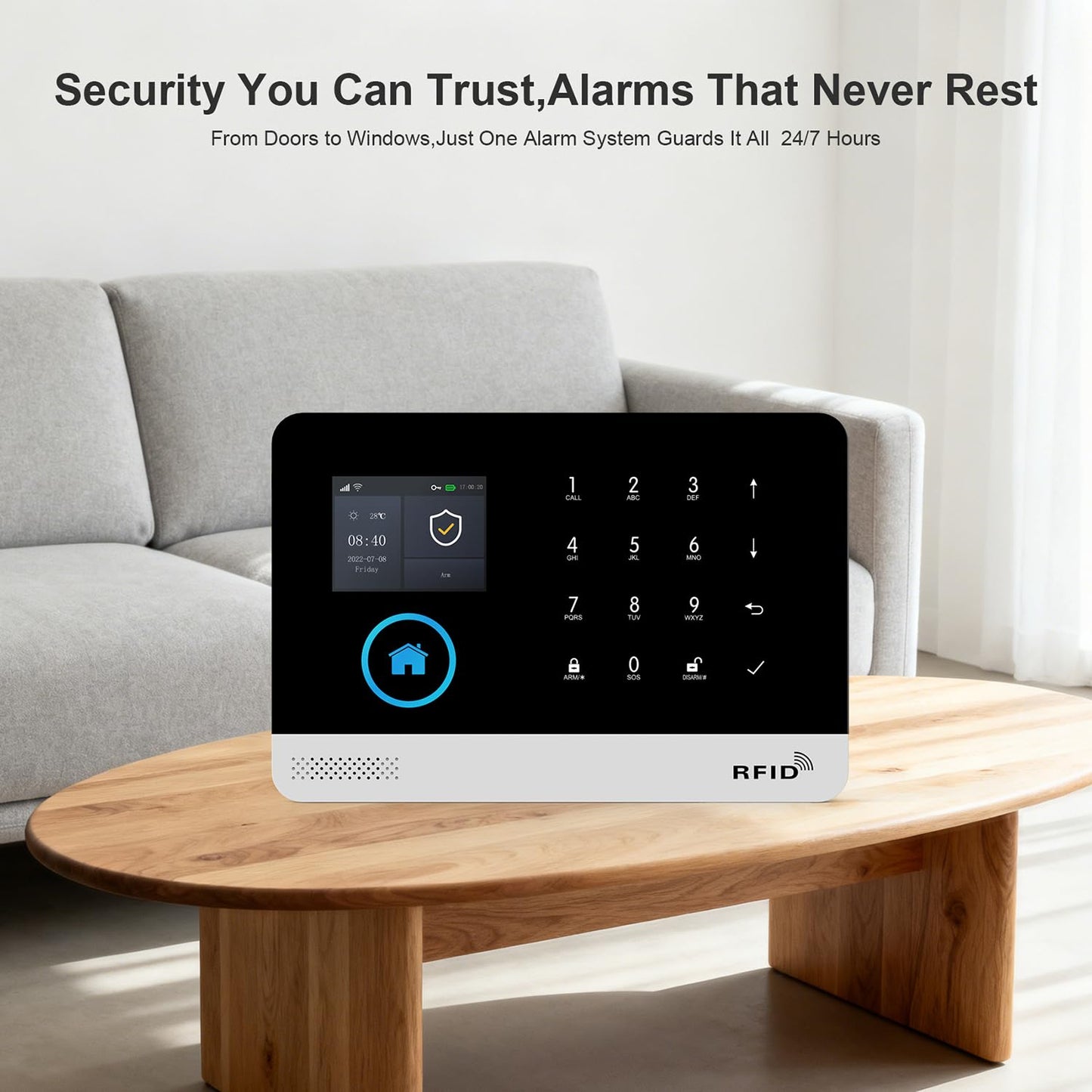 Smart Home Alarm System with LCD Screen – Wireless GSM/4G WiFi Security Kit with Sensors & App Alerts
