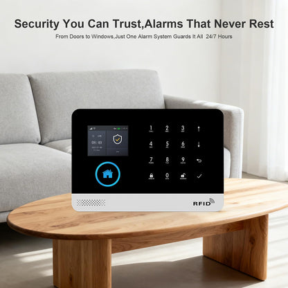 Smart Home Alarm System with LCD Screen – Wireless GSM/4G WiFi Security Kit with Sensors & App Alerts