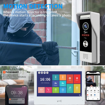 WiFi Video Intercom Doorbell System with 10” Touch Monitor & RFID Unlock – Dual Doorbell & Monitor Kit