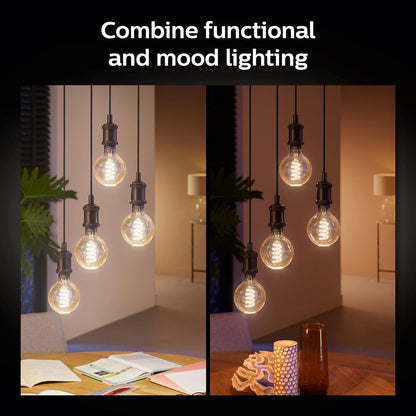 Smart Filament LED Bulb G40 – Warm to Cool White, 60W Equivalent, E26, App & Voice Control, 4-Pack