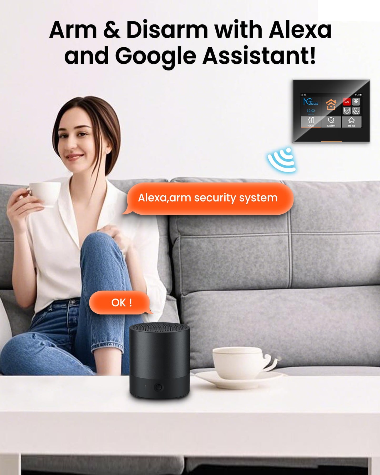 WiFi Home Security Alarm Kit – 9-Piece System with Touchscreen Hub, Motion & Door Sensors, Alexa/Google Compatible